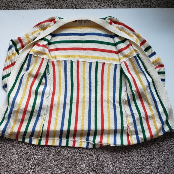 Vintage 1970s Tomboy Of California Multicolor Striped Knit Sweater Waist Tie - Picture 5 of 7